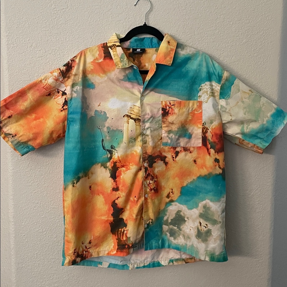Sweet Sktbs Vibrant Multicolor Casual Button Down Shirt Size Medium